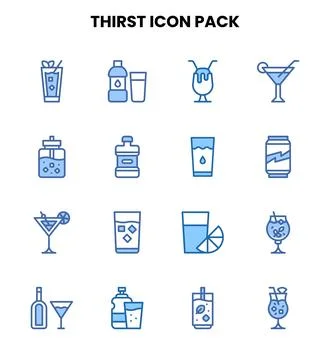 Thirst Two Colour Design Icons Pack Stock Illustration