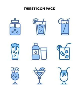 Thirst Two Colour Icons Pack Stock Illustration