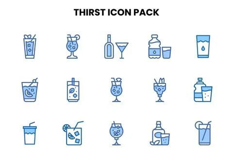 Thirst Two Colour Icons Pack 스톡 일러스트