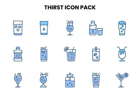 Thirst Two Colour Icons Pack Stock Illustration