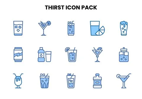 Thirst Two Colour Icons Pack Stock Illustration