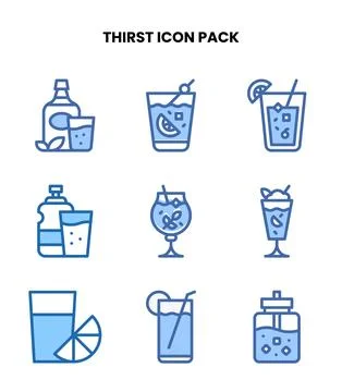 Thirst Two Colour UI Icons Pack Stock Illustration