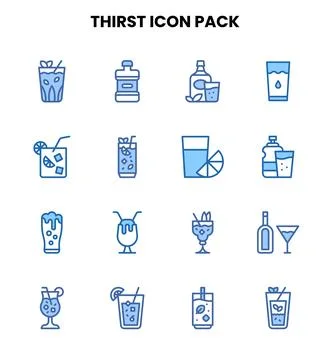 Thirst Two Colour Vector Icons Pack Stock Illustration