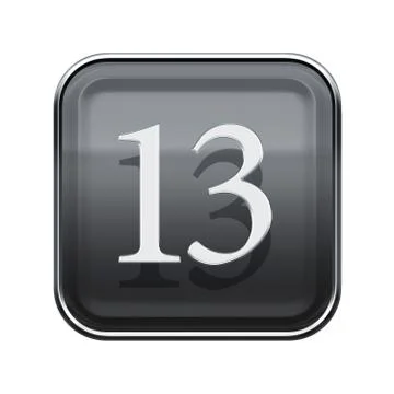 Thirteen icon grey glossy, isolated on white background Иллюстрация