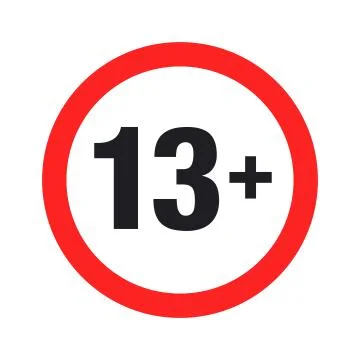"Thirteen plus" round sign. Vector Illustration Stock Illustration