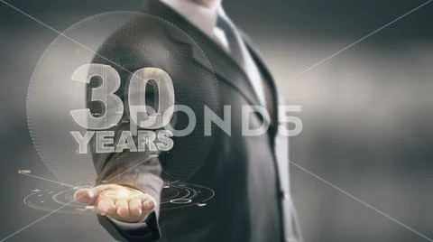 Thirty 30 Year Businessman Holding in Hand New technologies Stock Photos