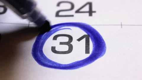 Thirty-first number, last day of December and old year, close-up stroke of date Stock-Footage 218329093