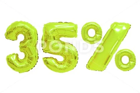 Thirty five percent from balloons lime color Stock Photos