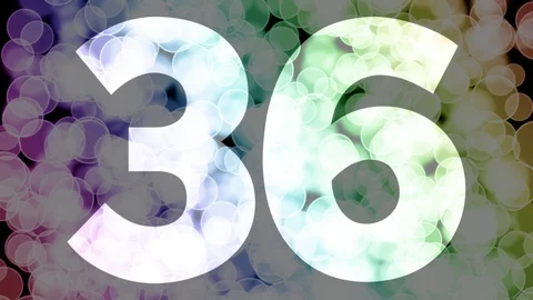 Thirty five to thirty six years birthday fade in/out animation with color bokeh Stock Footage 108533019