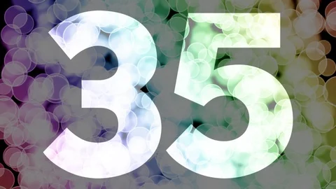 Thirty four to thirty five years birthday fade in/out animation with bokeh Stock Footage 108532969