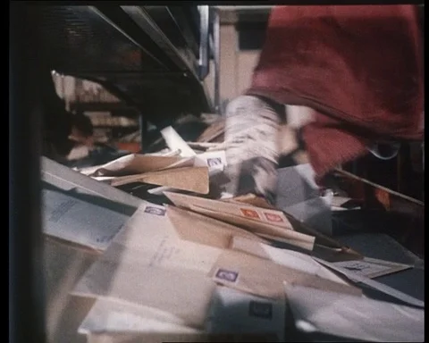 Thirty Million Letters, sorting out thousands of letters, voiceovers, UK 1963 Stock-Footage 143462554