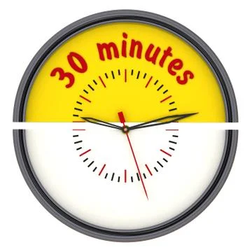 Thirty minutes on the clock Stock Illustration
