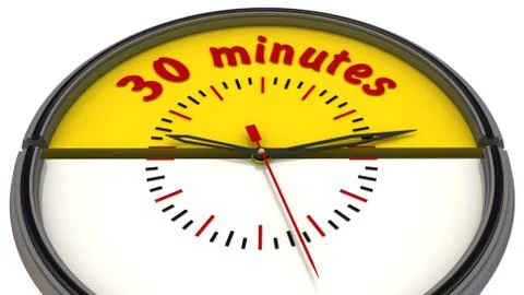Thirty minutes on the clock Ilustração Stock