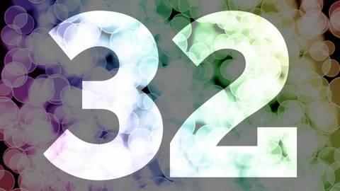 Thirty one to thirty two years birthday fade in/out animation with color bokeh Stock Footage 108532866