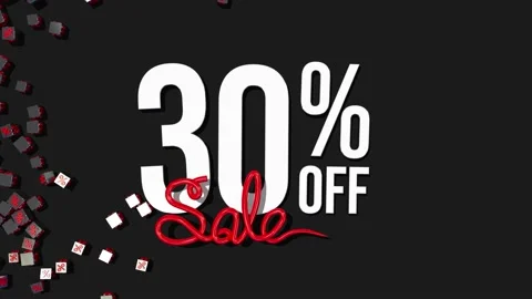 Thirty Percent Off 3D Render with Shiny &amp; Metal Materials, Special Sale Offer Stock Footage 190359351