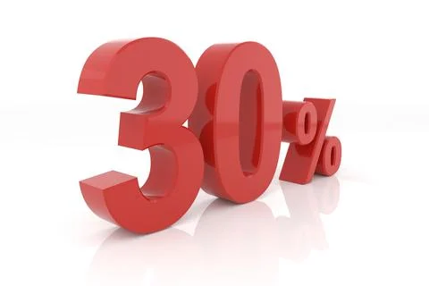 Thirty percent. 3D rendering. Stock Illustration