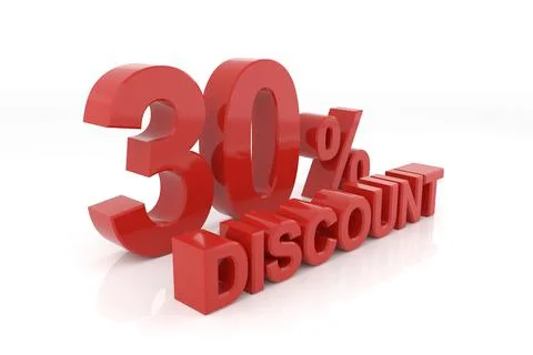 Thirty percent discount. 3D rendering. Stock Illustration