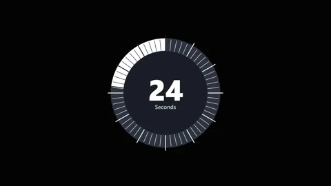Thirty second circular countdown timer with rotating progress bar. 4K Video stock 347269719
