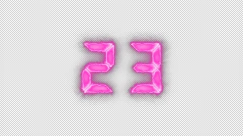 Thirty second neon countdown timer on transparent background Stock Footage 236404315