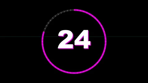 Thirty Second Neon Digital Countdown Timer Stock Footage 345205922
