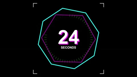 Thirty second neon digital countdown timer on black background Stock Footage 345205998