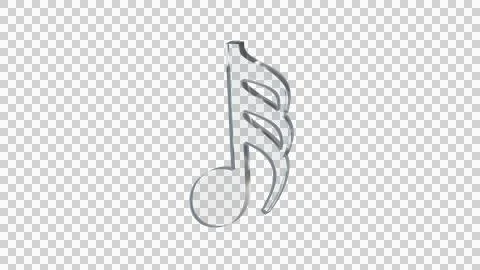 Thirty-second note demisemiquaver made of clear reflective glass, transparent Stock Illustration
