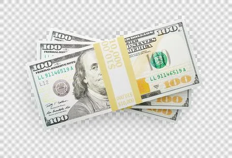 Thirty Thousand Dollars Stack of One Hundred Dollar Bills Isolated. Transpa.. Foto stock