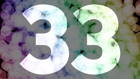Thirty two to thirty three years birthday fade in/out animation with color bokeh Stock Footage 108532893