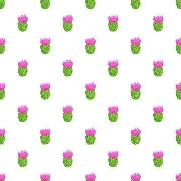 Thistle flowers creating a seamless repeating pattern Stock Illustration