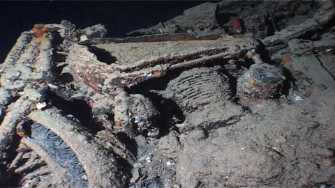 Thistlegorm Wreck, Detail Of Engine, Bsa Motorcycle Stock Footage 285014386