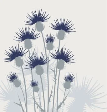 Thistles in the meadow Stock Illustration