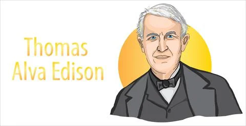 Thomas Alva Edison Vector illustration hand drawn Stock Illustration