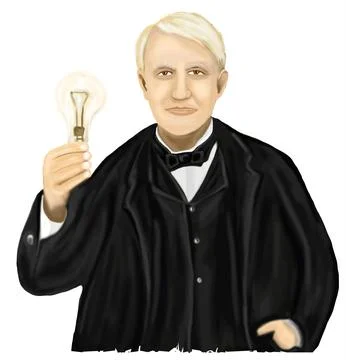 Thomas Alva Edison Vector illustration hand drawn Stock Illustration