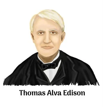 Thomas Alva Edison Vector illustration hand drawn Stock Illustration
