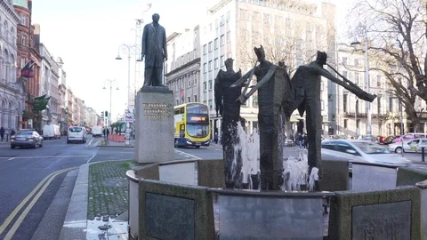 Thomas Davis Statue and Memorial Fountain, Dublin Stock Footage 124073772