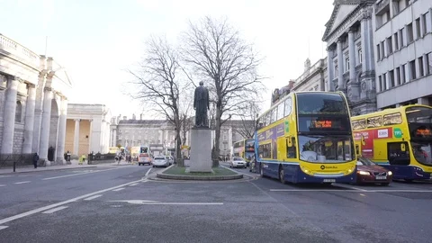 Thomas Davis Statue, College Green, Dublin Stock Footage 124074154