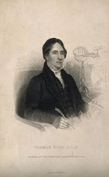 Thomas Dick. Stipple engraving by H. Cook. Stock Illustration