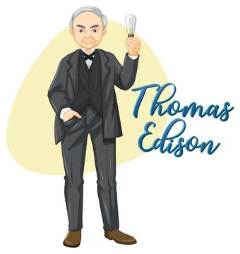 Thomas Edison cartoon character Stock Illustration