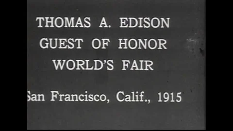 Thomas Edison is the guest of honor at the San Francisco Worlds Fair in 1915. Stock Footage 102738917