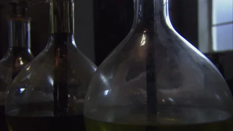 Thomas Edison testing filaments in laboratory, 1879 - Reenactment Stock Footage 202899197