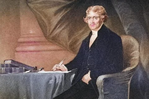 Thomas Jefferson 1743-1826, Third President of the United States, Primary Stock Illustration