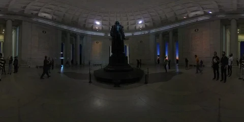 Thomas Jefferson Statue in Jefferson Memorial At Night 360 VR Virtual Reality Stock Footage 102582900