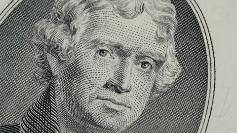 Thomas Jefferson on US 2 dollar bill close up slow rotating Stock-Footage 101305475