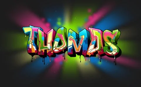 Thomas Name Text Graffiti Word Design 스톡 일러스트