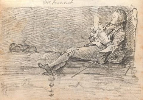 Thomas Patch, 1725 1782, British, Mr. Bennet Reclining on a Sofa Reading a... Fotos de archivo
