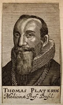 Thomas Plater [Platter] II. Line engraving, 1688. Stock Illustration