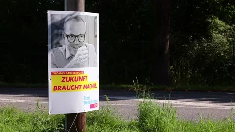 Thomas Sattelberger, FDP candidate for the Munich South constituency, on an elec Stock Footage 158334275