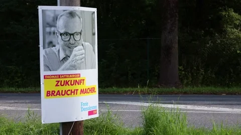 Thomas Sattelberger, FDP candidate for the Munich South constituency, on an elec Stock Footage 158334283