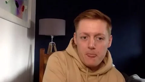 Thomas Turgoose is interviewed online about season 1 of 'Intergalactic' - 2021 Stock Footage 157437359