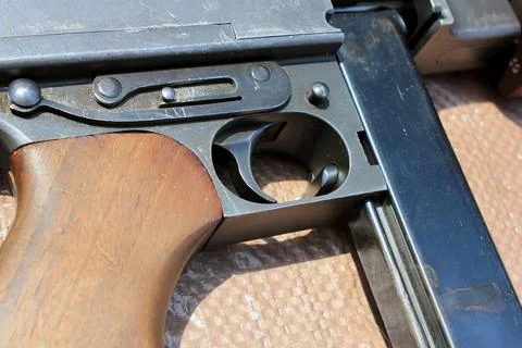Thompson Sub Machine Gun Trigger And Clip Close Up Stock Photos